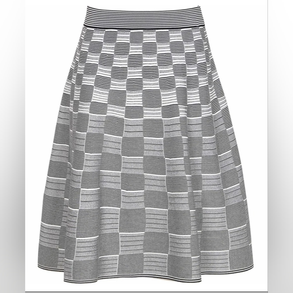 REISS GEOMETRIC JACQUARD SKIRT IN BLACK/WHITE